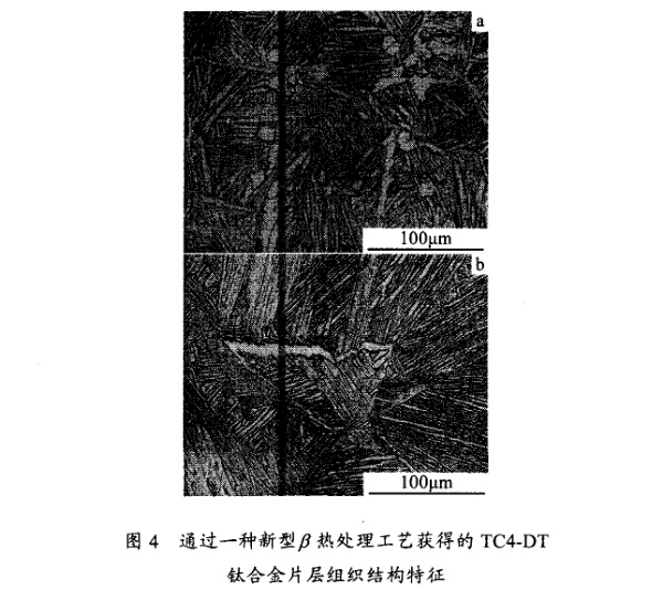 通過一種新型β熱處理工藝獲得的TC4一DT鈦合金片層組織結構特征